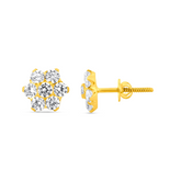 22K Gold Radiant Cluster Stud Earrings
